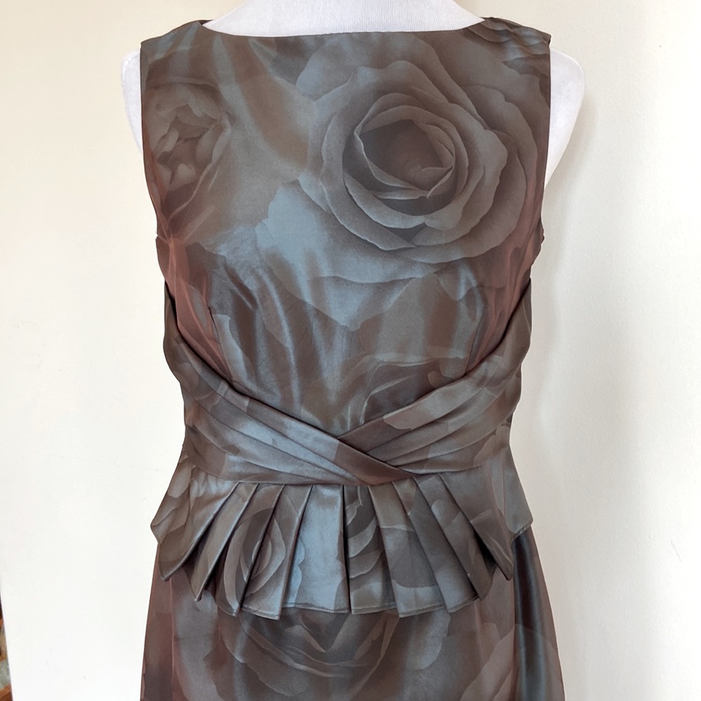 Anne Klein Brown Floral Midi Dress